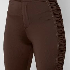 Woman Leggings Ruched Side Flared Leggings - Chocolate Brown