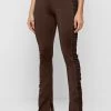 Woman Leggings Ruched Side Flared Leggings - Chocolate Brown