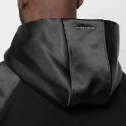Man Hoodies Satin Sleeve Hoodie - Black