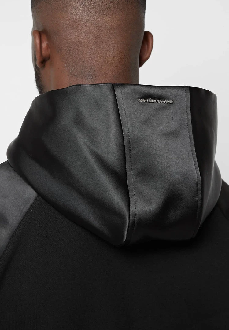 Man Hoodies Satin Sleeve Hoodie - Black