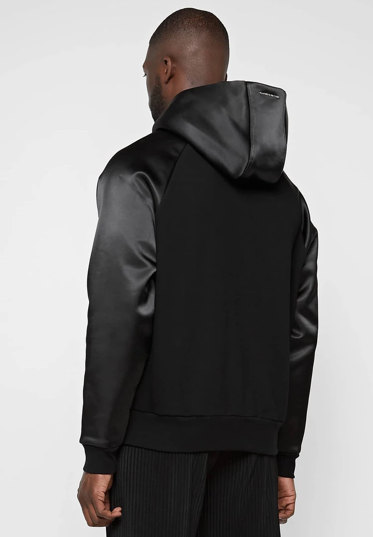 Man Hoodies Satin Sleeve Hoodie - Black