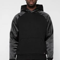 Man Hoodies Satin Sleeve Hoodie - Black