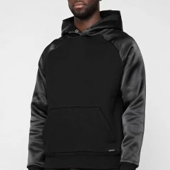 Man Hoodies Satin Sleeve Hoodie - Black