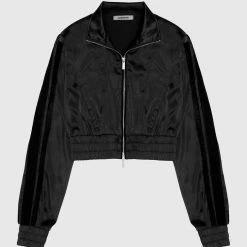Woman Tracksuits Satin Track Jacket - Black