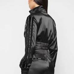 Woman Tracksuits Satin Track Jacket - Black