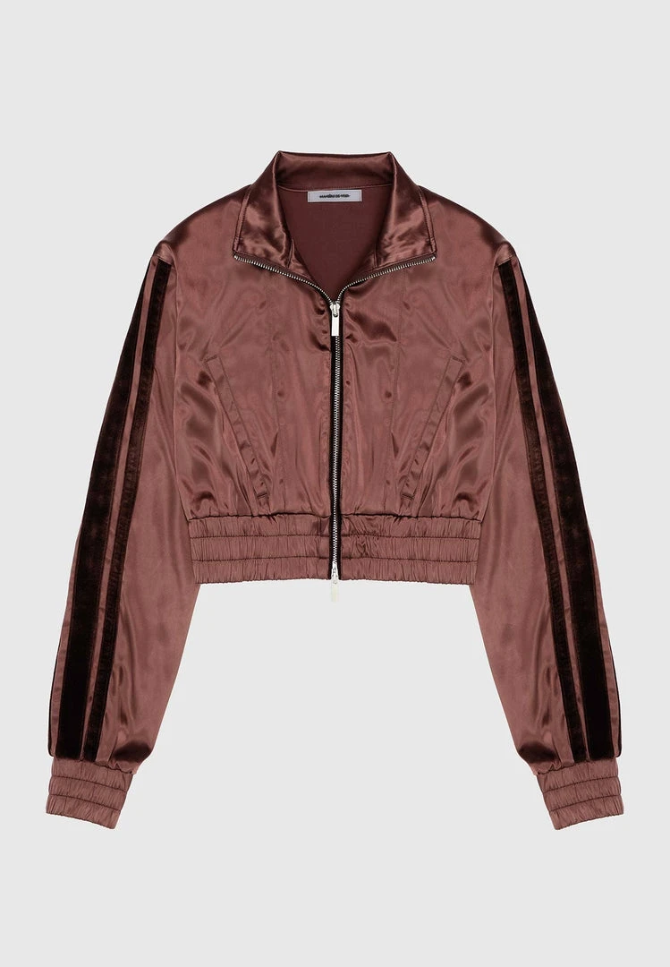 Woman Tracksuits Satin Track Jacket - Brown