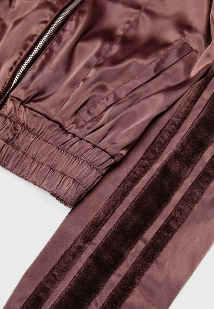 Woman Tracksuits Satin Track Jacket - Brown