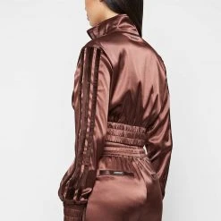 Woman Tracksuits Satin Track Jacket - Brown