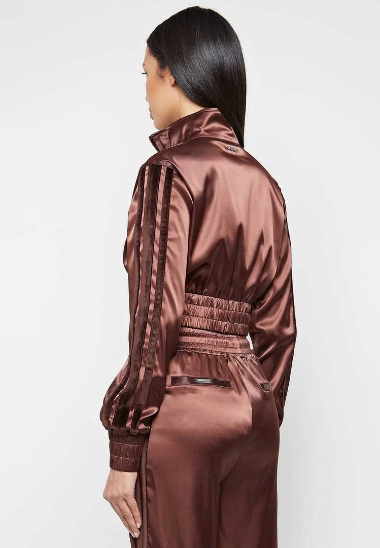 Woman Tracksuits Satin Track Jacket - Brown