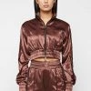 Woman Tracksuits Satin Track Jacket - Brown