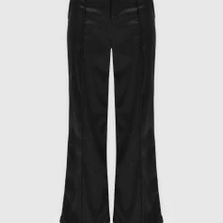 Woman Trousers Satin Trousers With Beaded Fringe - Black