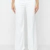 Woman Trousers Satin Trousers With Beaded Fringe - White