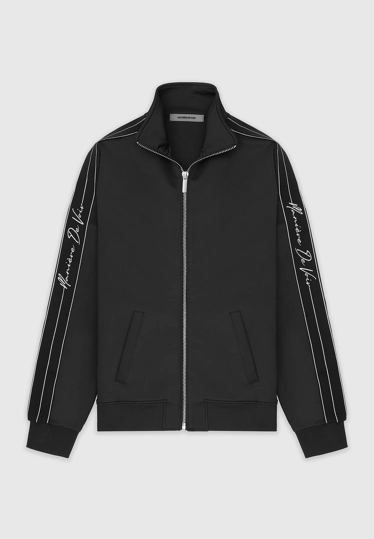 Man Tracksuit Tops Script Track Jacket - Black