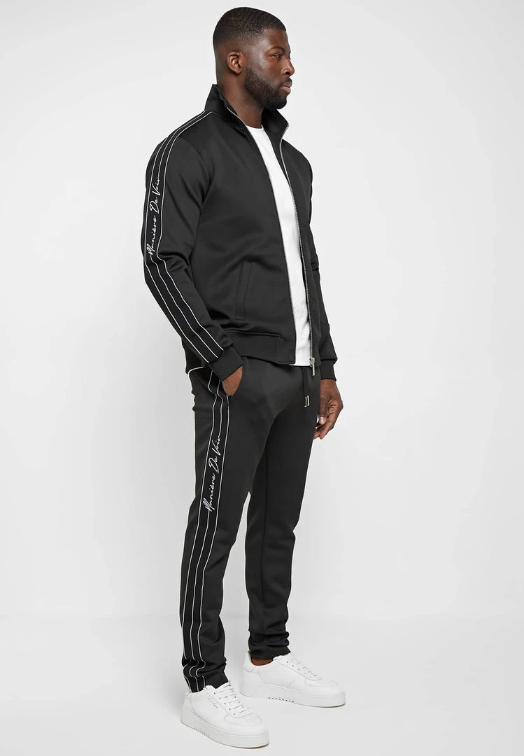 Man Tracksuit Tops Script Track Jacket - Black