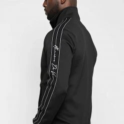 Man Tracksuit Tops Script Track Jacket - Black