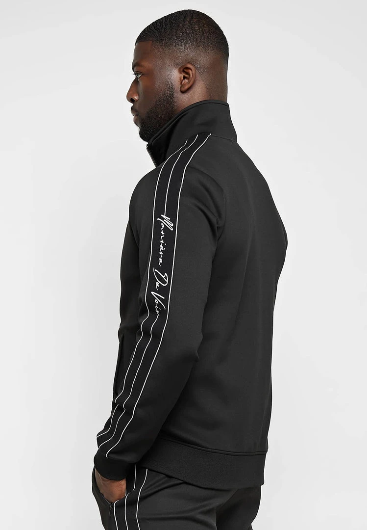 Man Tracksuit Tops Script Track Jacket - Black