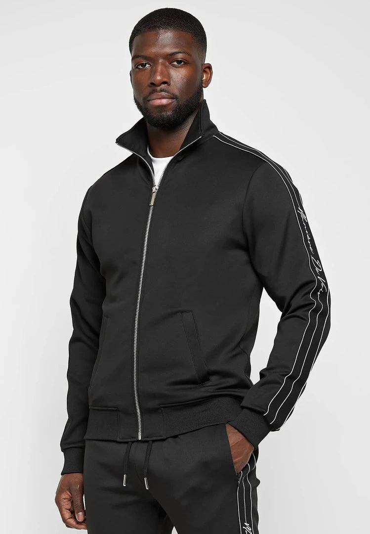 Man Tracksuit Tops Script Track Jacket - Black