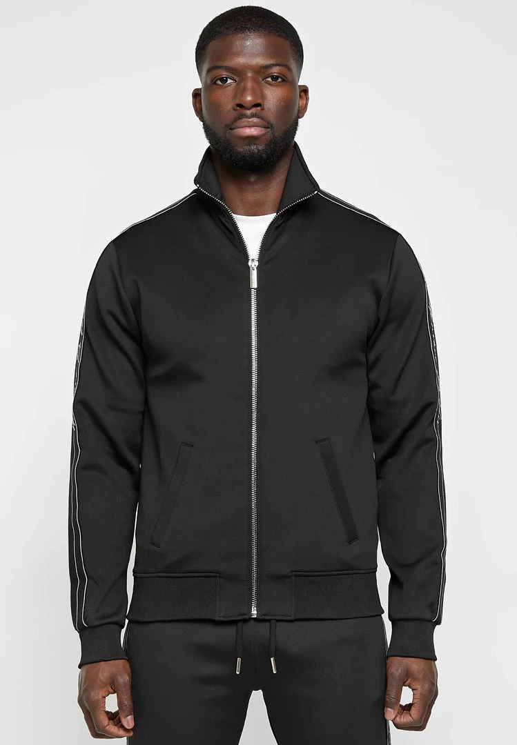 Man Tracksuit Tops Script Track Jacket - Black