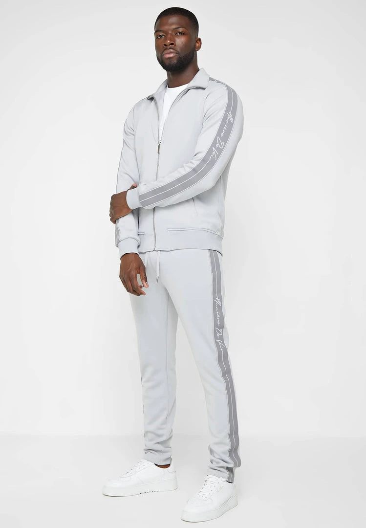 Man Tracksuit Tops Script Track Jacket - Grey