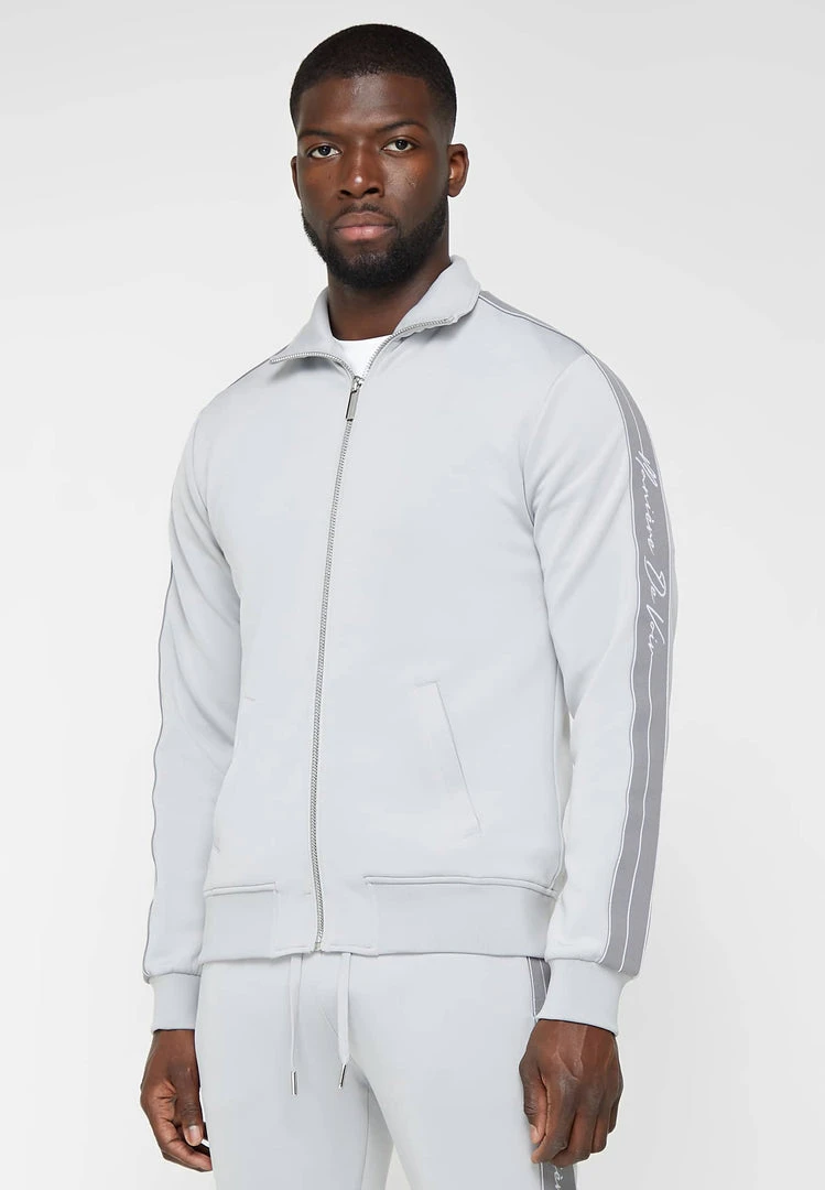 Man Tracksuit Tops Script Track Jacket - Grey
