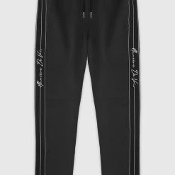Man Tracksuit Bottoms TRACKSUITS Script Track Pants - Black