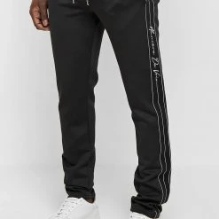 Man Tracksuit Bottoms TRACKSUITS Script Track Pants - Black