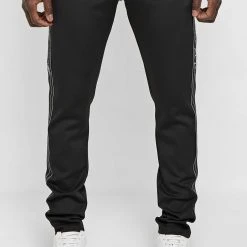 Man Tracksuit Bottoms TRACKSUITS Script Track Pants - Black