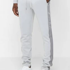 Man Tracksuit Bottoms Script Track Pants - Grey