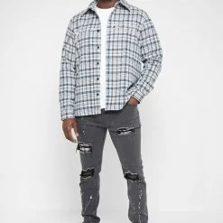 Man Shirts Signature Check Shirt - Navy