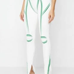 Woman Leggings Sketch High Waisted Bandage Leggings - White