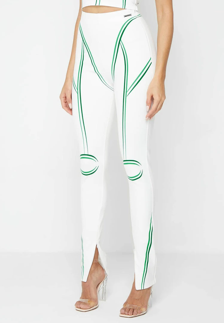 Woman Leggings Sketch High Waisted Bandage Leggings - White