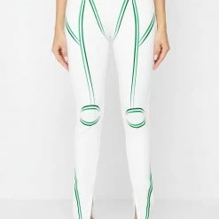 Woman Leggings Sketch High Waisted Bandage Leggings - White