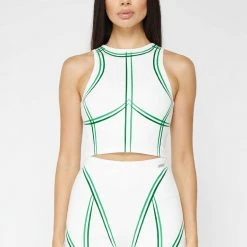 Woman Tops Sketch Racer Crop Top - White