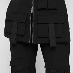 Woman Trousers Skirt Overlay Cargo Pants - Black