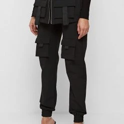 Woman Trousers Skirt Overlay Cargo Pants - Black