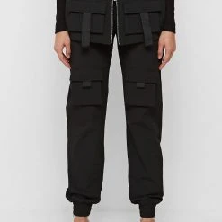 Woman Trousers Skirt Overlay Cargo Pants - Black