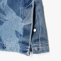 Woman Denim Smoke Print Mom Jeans - Mid Blue