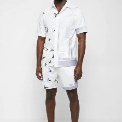 Man Shirts Bird Resort Shirt - White