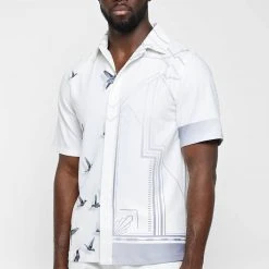 Man Shirts Bird Resort Shirt - White