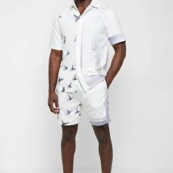 Man Shorts SHORTS SETS Bird Print Shorts - White
