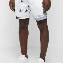 Man Shorts SHORTS SETS Bird Print Shorts - White