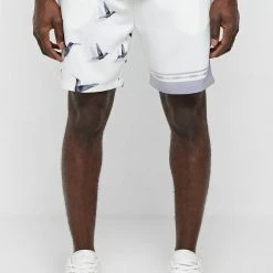 Man Shorts SHORTS SETS Bird Print Shorts - White