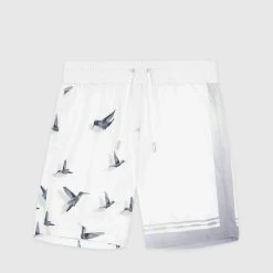 Man Shorts SHORTS SETS Bird Print Shorts - White