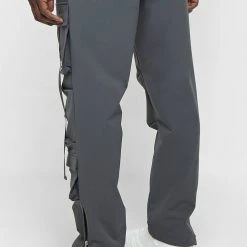 Man Casual Trousers Strap Cargo Pants - Grey