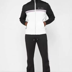 Man Tracksuit Tops Contrast Stripe Signature Track Jacket - Black TRACKSUITS