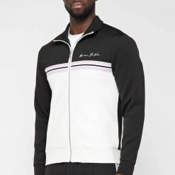 Man Tracksuit Tops Contrast Stripe Signature Track Jacket - Black TRACKSUITS