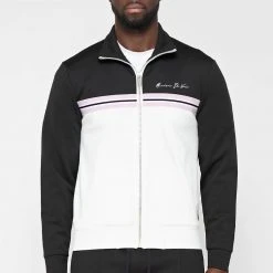 Man Tracksuit Tops Contrast Stripe Signature Track Jacket - Black TRACKSUITS