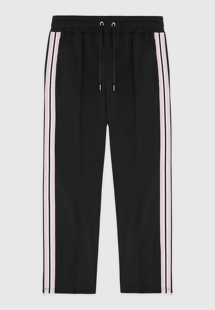 Man Tracksuit Bottoms Contrast Stripe Signature Track Pants - Black TRACKSUITS