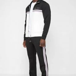 Man Tracksuit Bottoms Contrast Stripe Signature Track Pants - Black TRACKSUITS