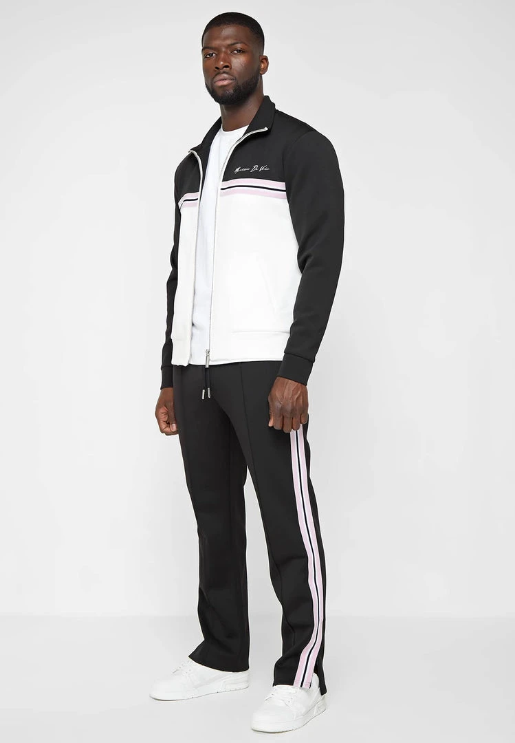 Man Tracksuit Bottoms Contrast Stripe Signature Track Pants - Black TRACKSUITS